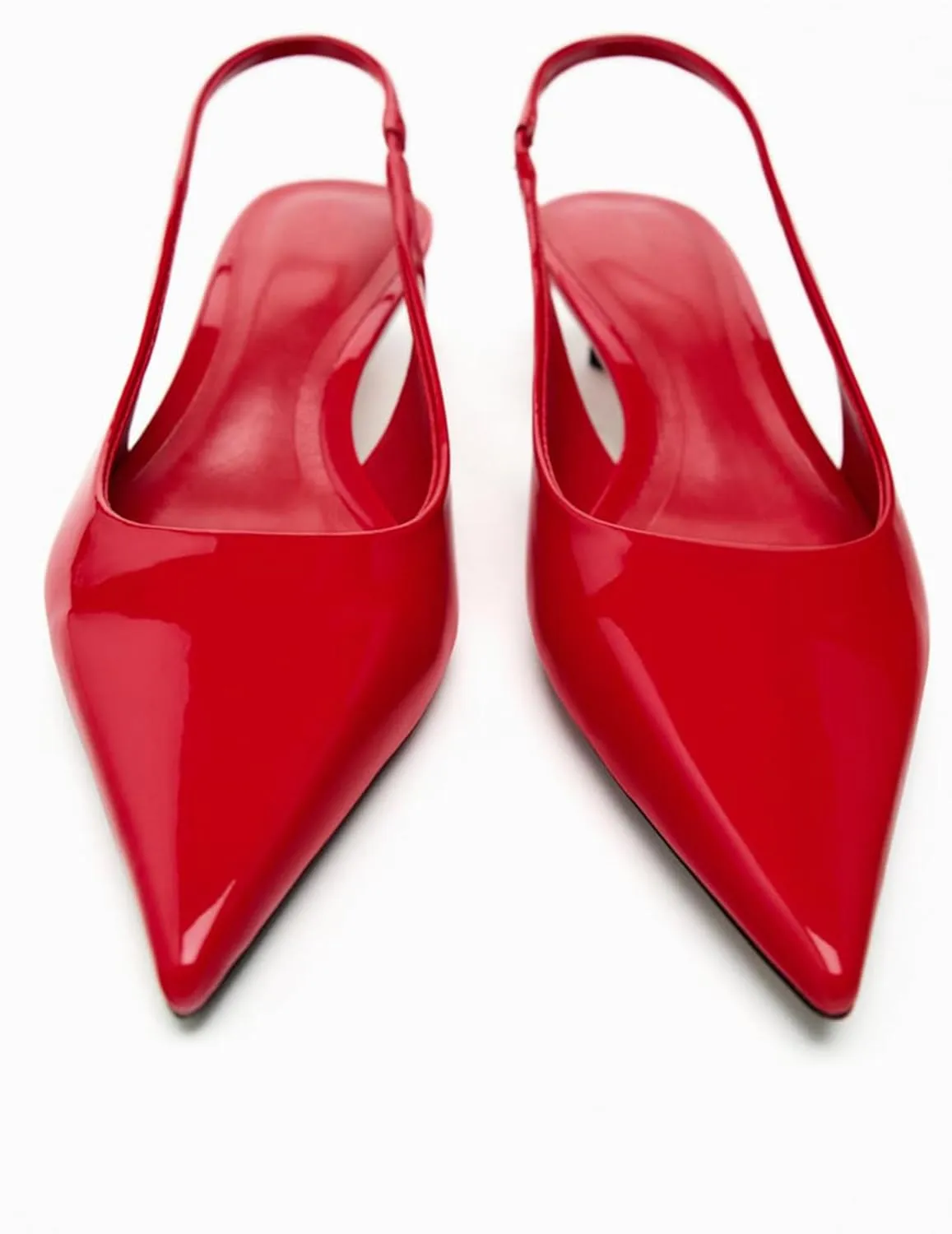 Slingback Kitten Heels for Women Pointed Toe Pumps Metallic Silver Heels