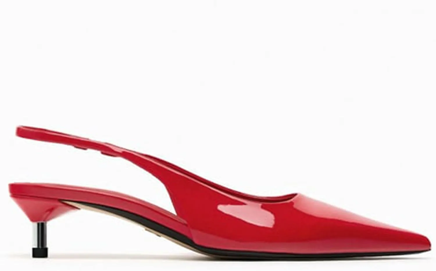 Slingback Kitten Heels for Women Pointed Toe Pumps Metallic Silver Heels