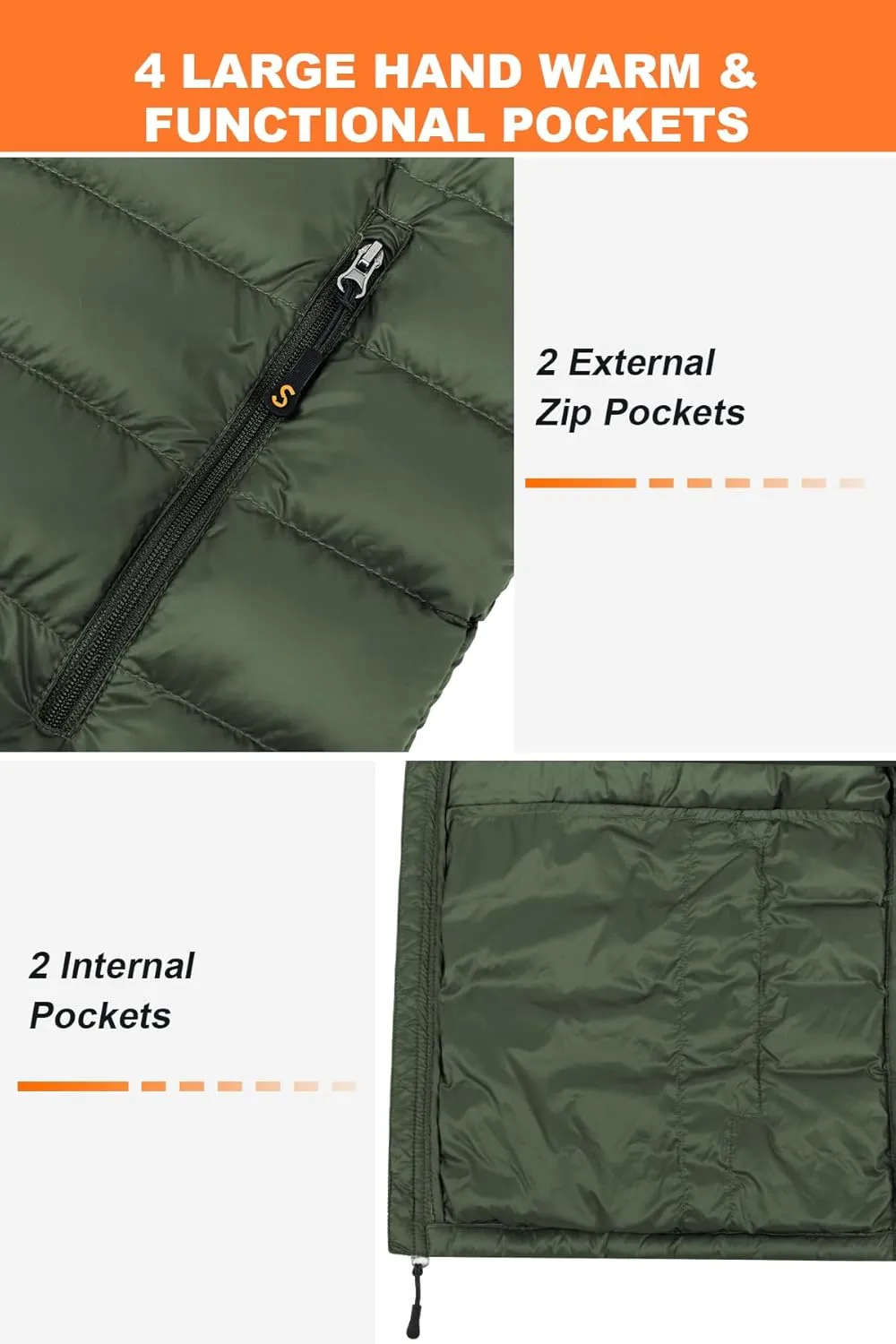 SLOW DOWN Men Lightweight Down Puffer Jakcet, Packable Winter Puffy Down Jacket