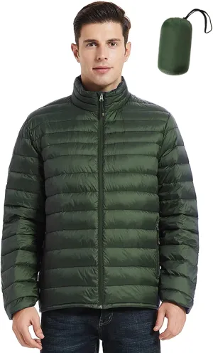 SLOW DOWN Men Lightweight Down Puffer Jakcet, Packable Winter Puffy Down Jacket