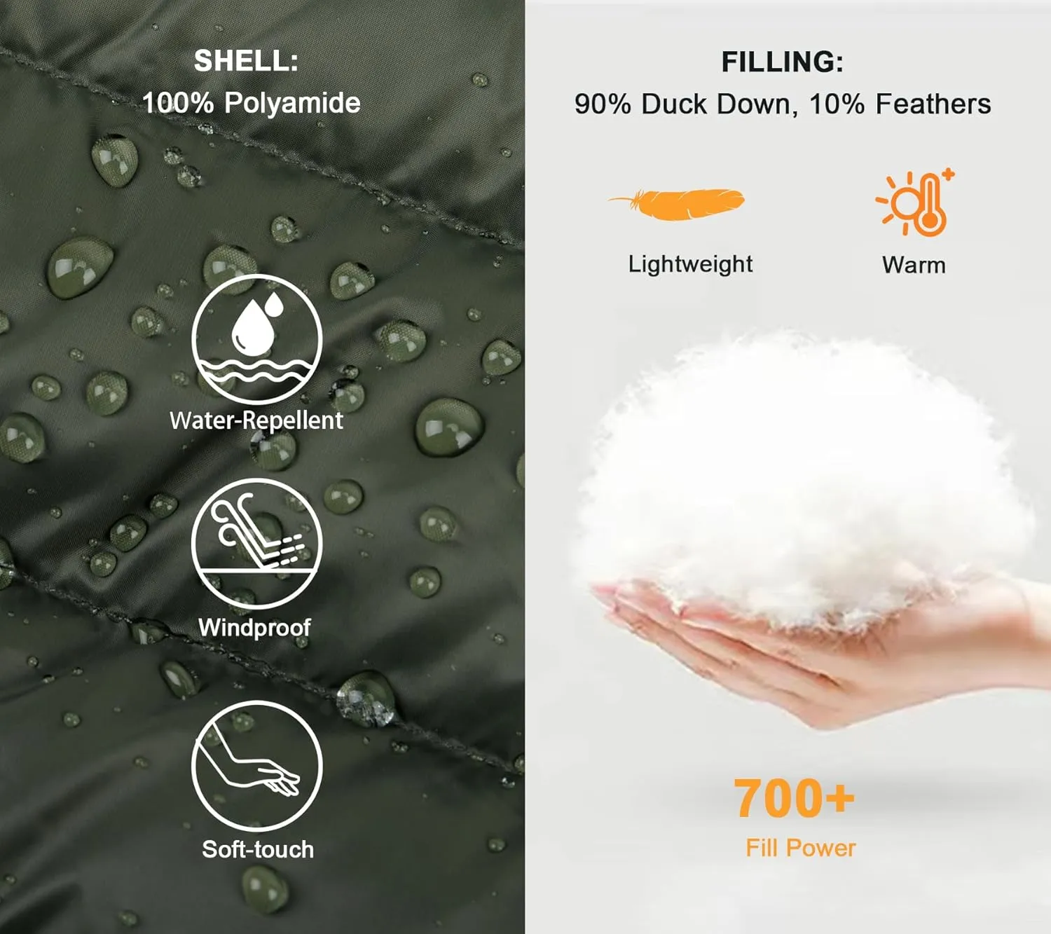 SLOW DOWN Men Lightweight Down Puffer Jakcet, Packable Winter Puffy Down Jacket