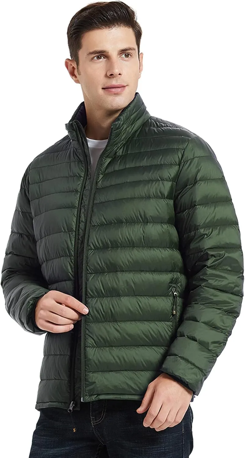 SLOW DOWN Men Lightweight Down Puffer Jakcet, Packable Winter Puffy Down Jacket