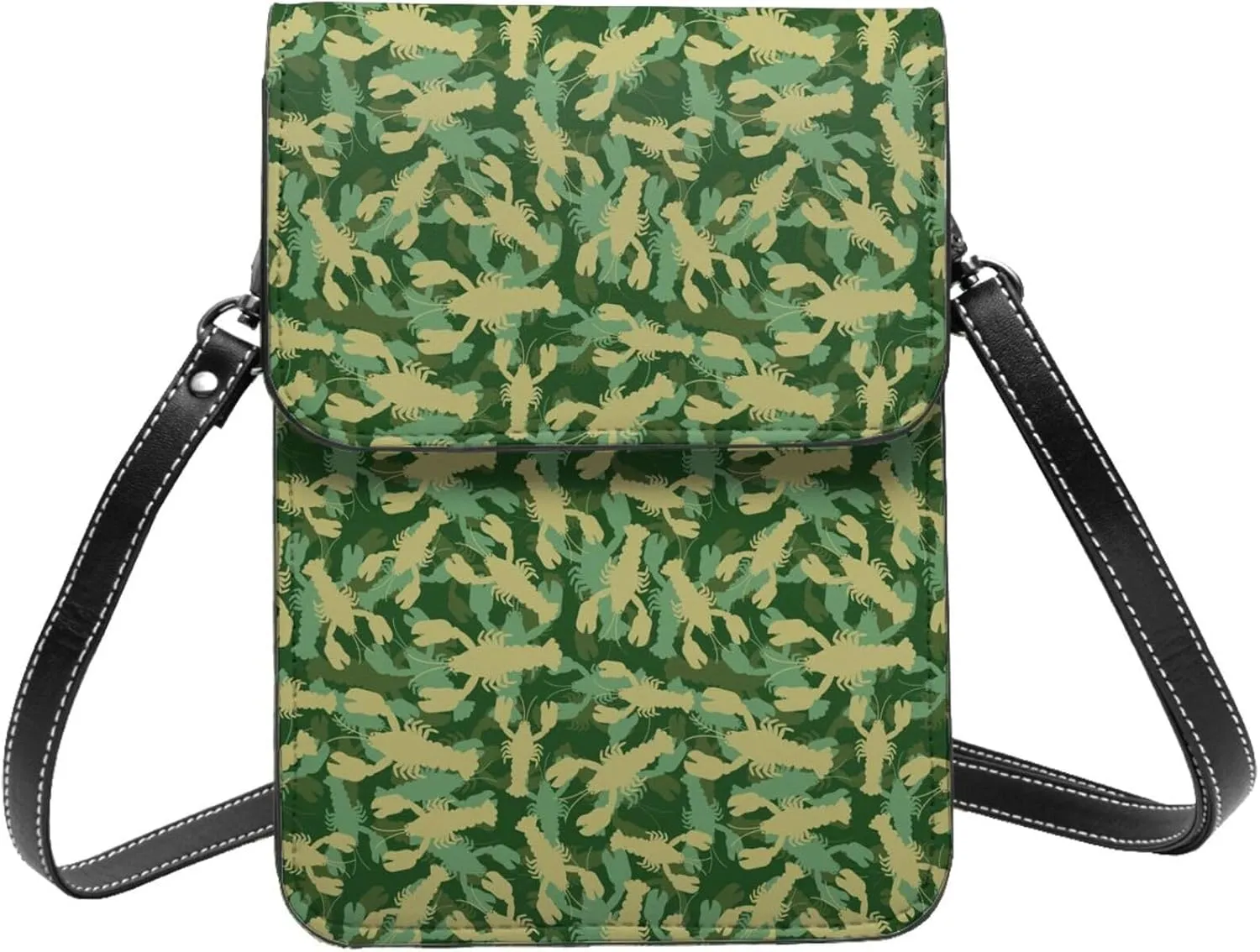 Small Crossbody Bags for Women, Leather Crayfish Army Cell Phone Cross Body Bag Wallet Purses