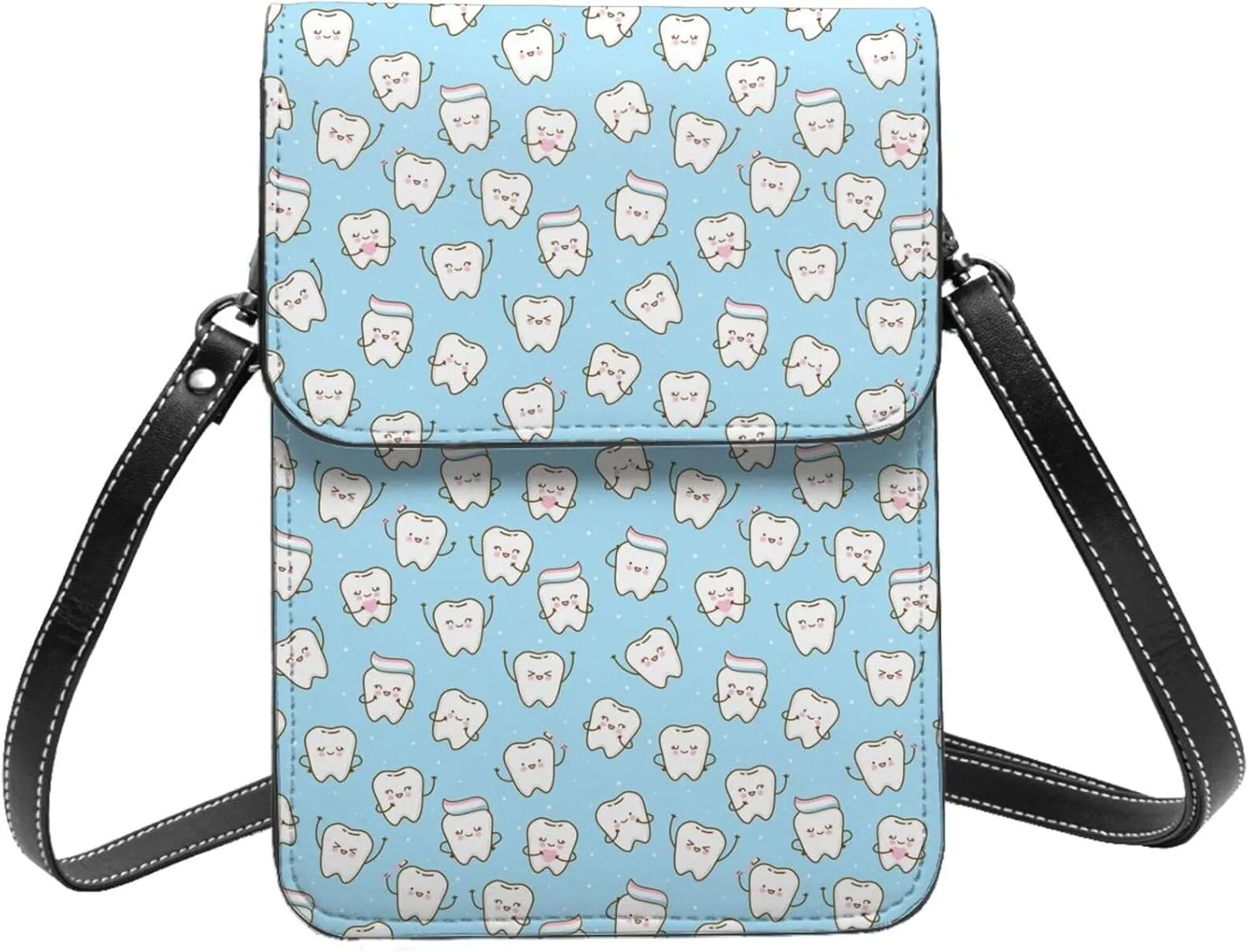 Small Crossbody Bags for Women, Leather Cute Teeth Cell Phone Cross Body Bag Wallet Purses