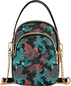 Small Crossbody Bags Maple Leaves Shoulder Bag for Women Quilted Wave Cross Body Bag