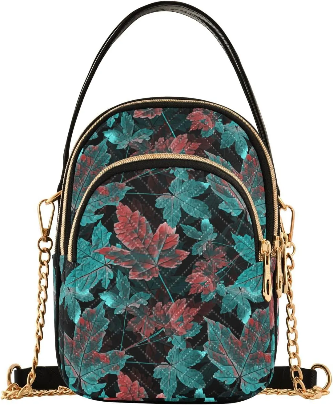 Small Crossbody Bags Maple Leaves Shoulder Bag for Women Quilted Wave Cross Body Bag