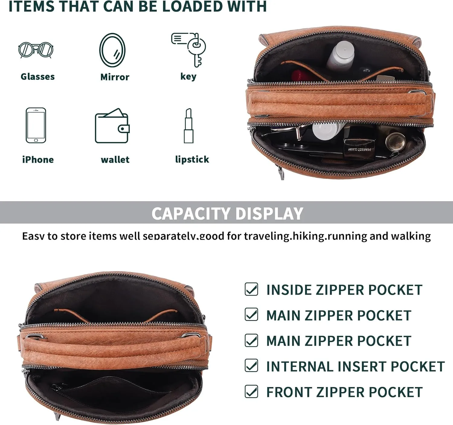 Small Crossbody Bags Purse for Women,Vegan Leather Shoulder Handbags Women Top Handle Satchel Bag with 2pcs Strap