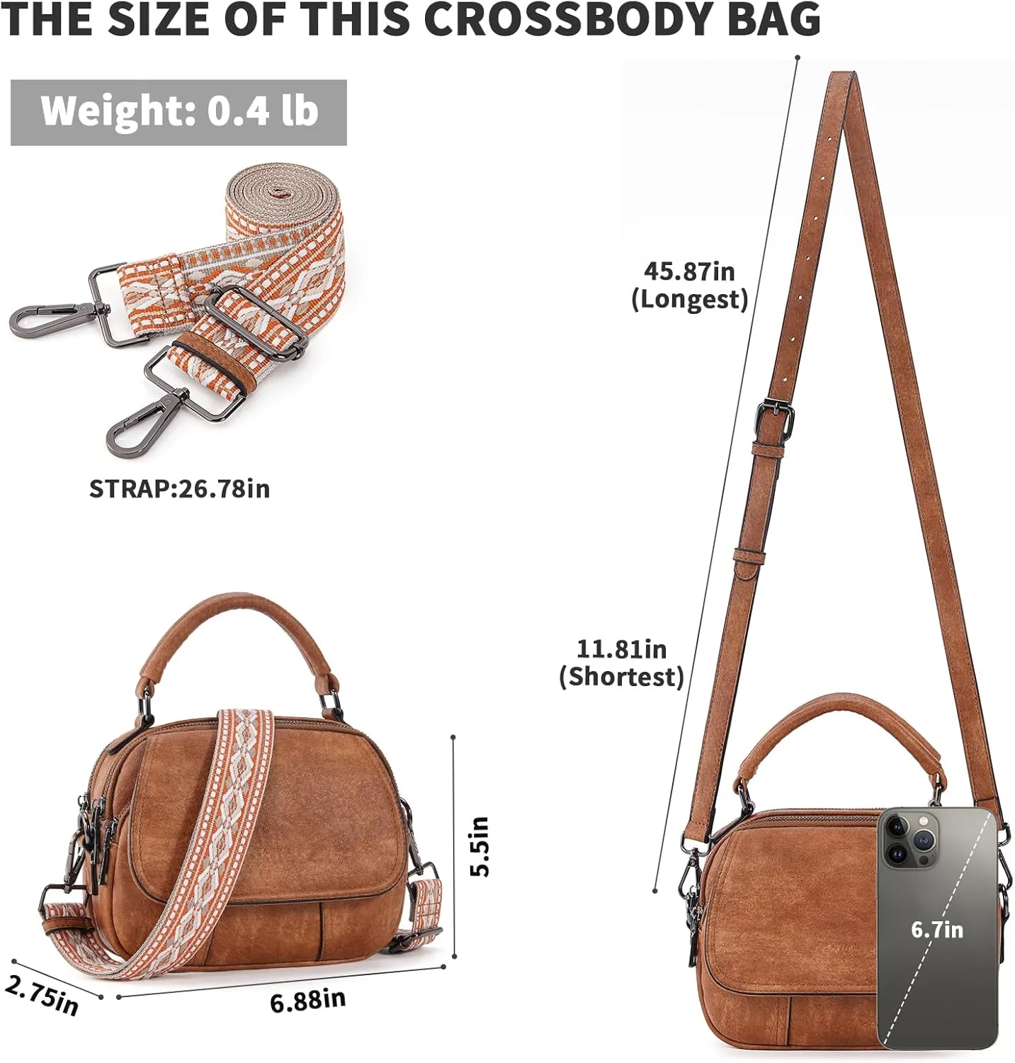 Small Crossbody Bags Purse for Women,Vegan Leather Shoulder Handbags Women Top Handle Satchel Bag with 2pcs Strap
