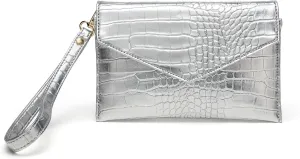 Small Envelope Clutch Purse for Women Leather Handbag Wallet Evening Bag with Detachable Wristlet Strap