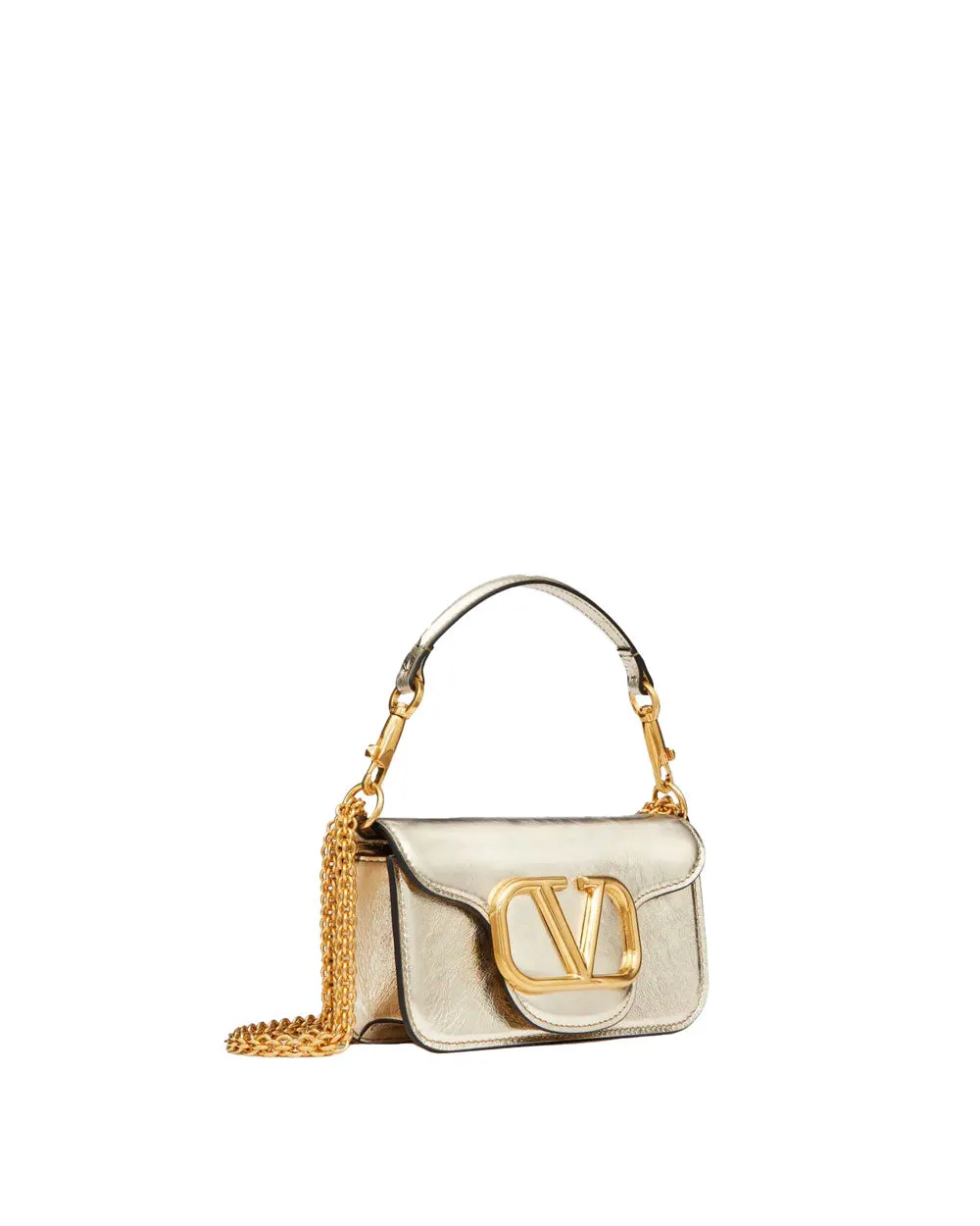 Small Loco Metallic Shoulder Bag in Platinum