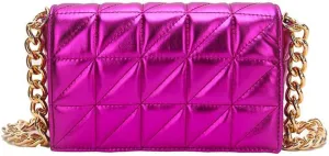 Small Metallic Glossy PU Leather Shoulder Bag Clutch Handbags for Women Fashion Chain Ladies Purse