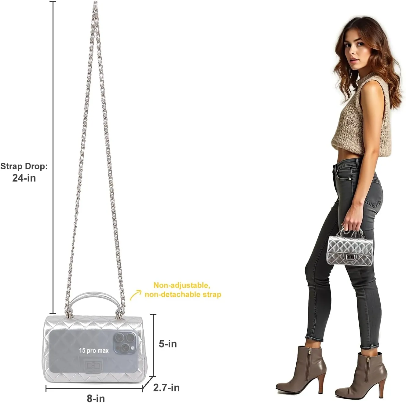 Small Quilted Crossbody Bags for Women, Genuine Leather Shoulder Bag w/Gold Chain Strap, Soft Mini Top Handle Flap Purse