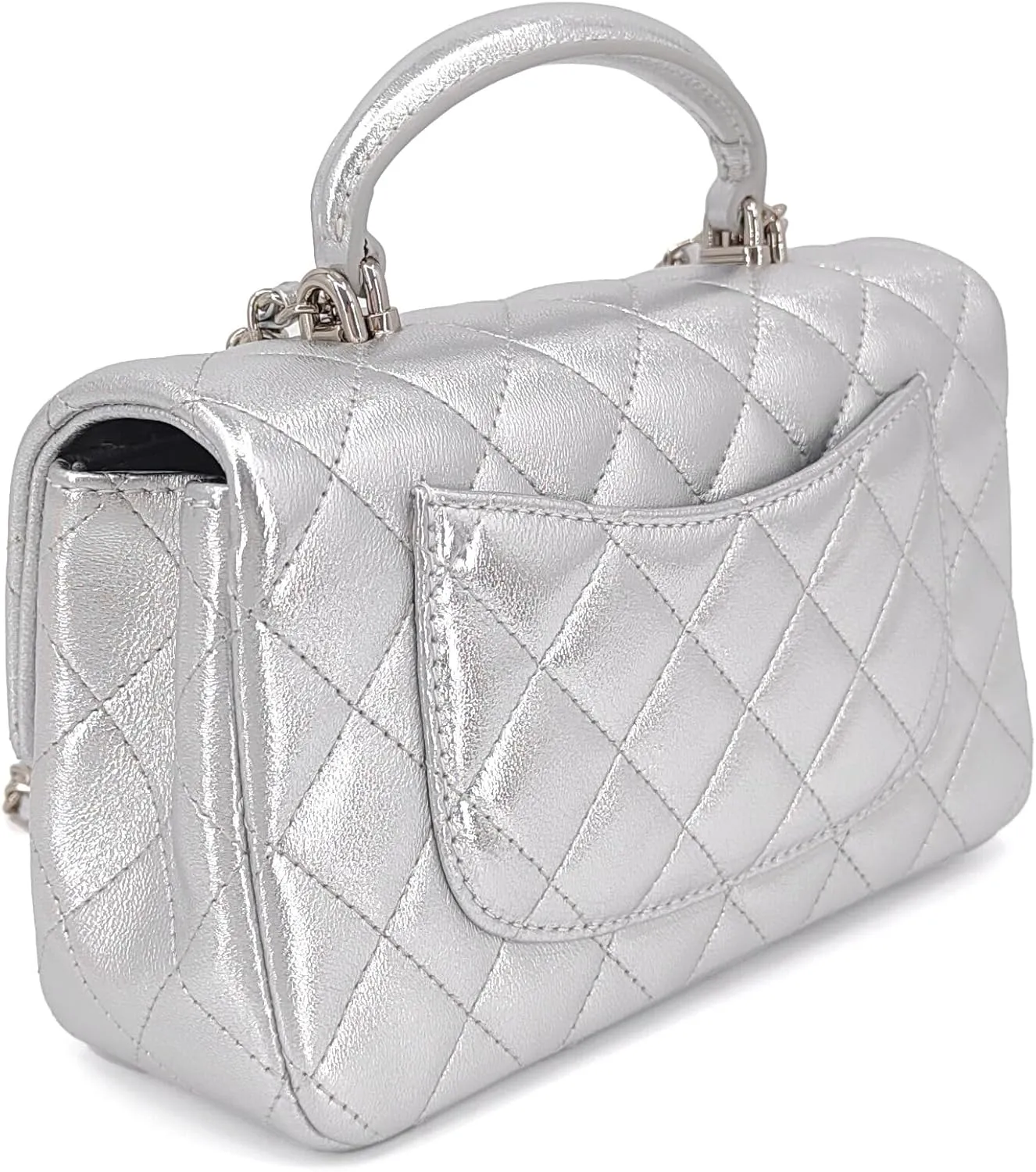 Small Quilted Crossbody Bags for Women, Genuine Leather Shoulder Bag w/Gold Chain Strap, Soft Mini Top Handle Flap Purse