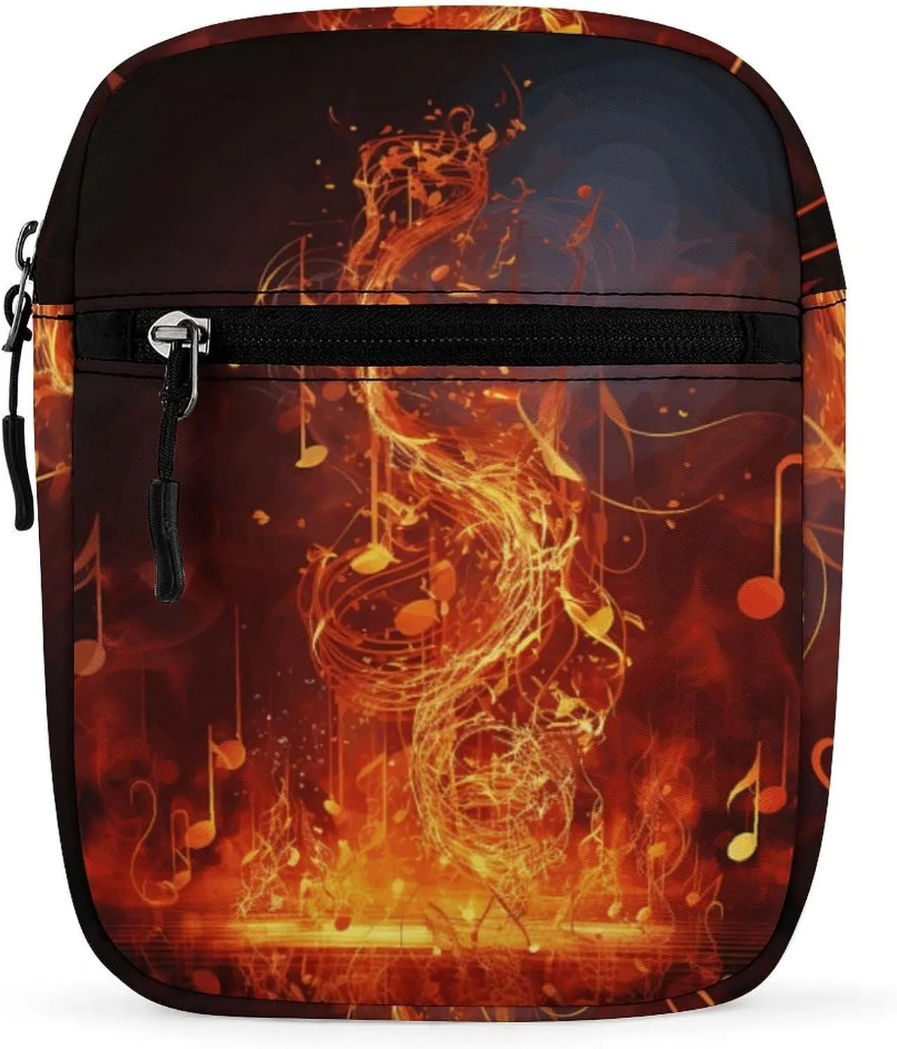 Small Satchel Purse Mini Shoulder Bag Personalized Red Flame Music Note Print Crossbody Bags For Women Men