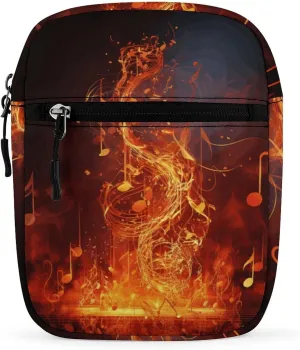 Small Satchel Purse Mini Shoulder Bag Personalized Red Flame Music Note Print Crossbody Bags For Women Men