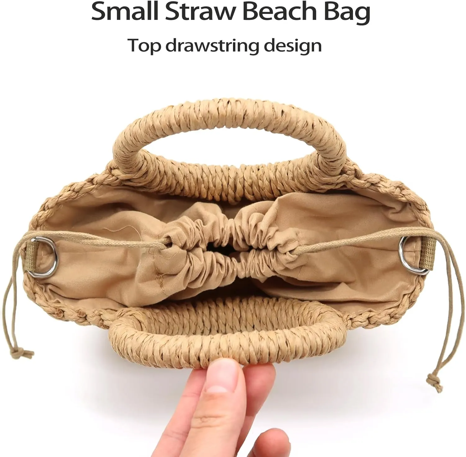 Small Straw Tote Bag for Women,Summer Beach Crossbody Shoulder Handbag,Hand-woven Rattan Clutch Purse for Vacation