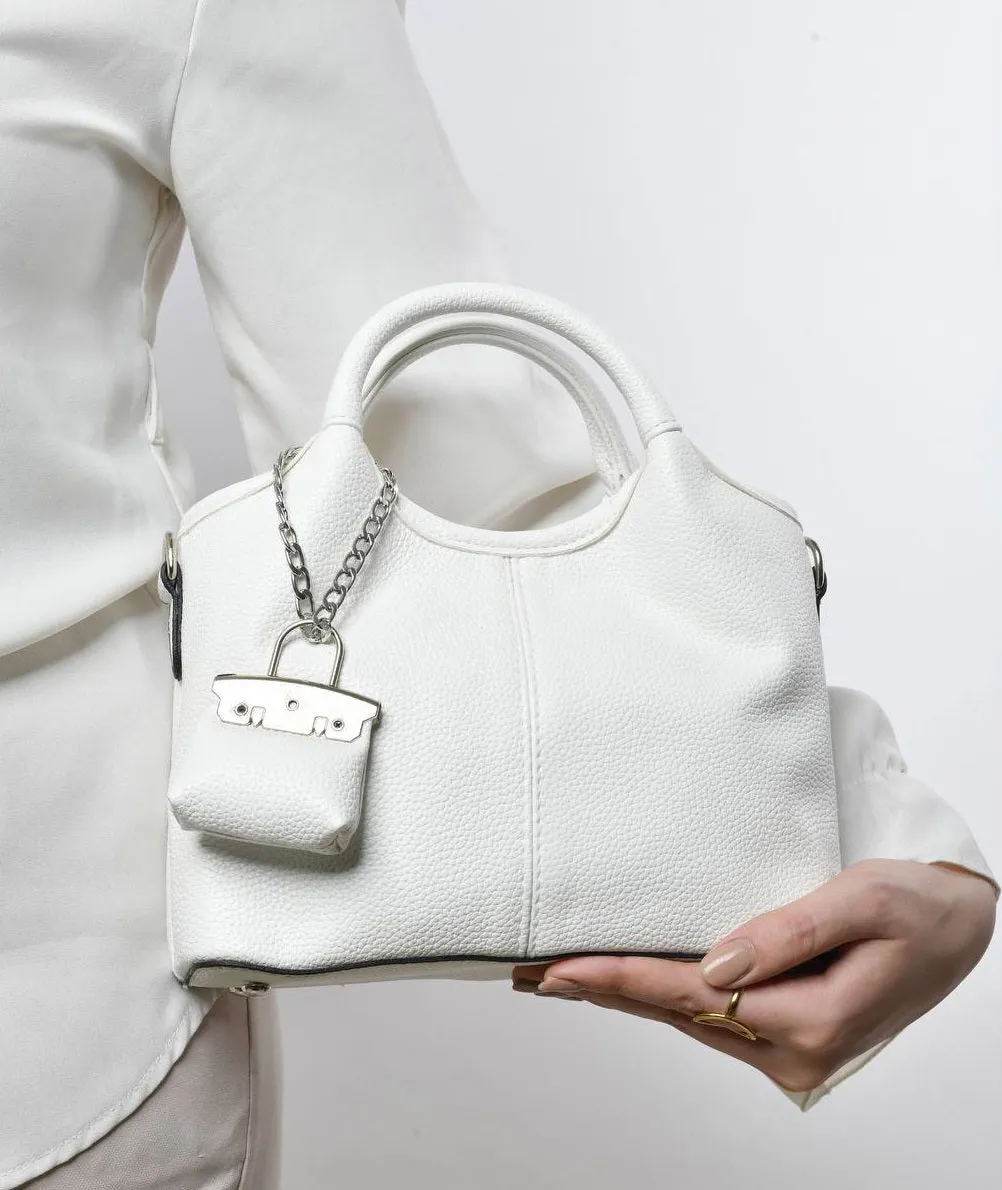 Small white bag with double top handles