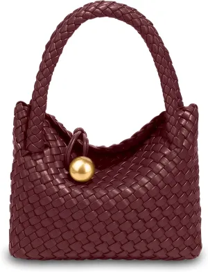 Small Woven Handbag Vegan Leather Top Luxurious Soft Shoulder Crossbody Bag Purse for Women