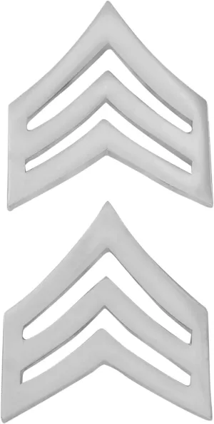 Smith & Warren 1"H Sergeant Chevrons Collar Brass Rank Insignia Silver Finish Police Military Uniform Pin