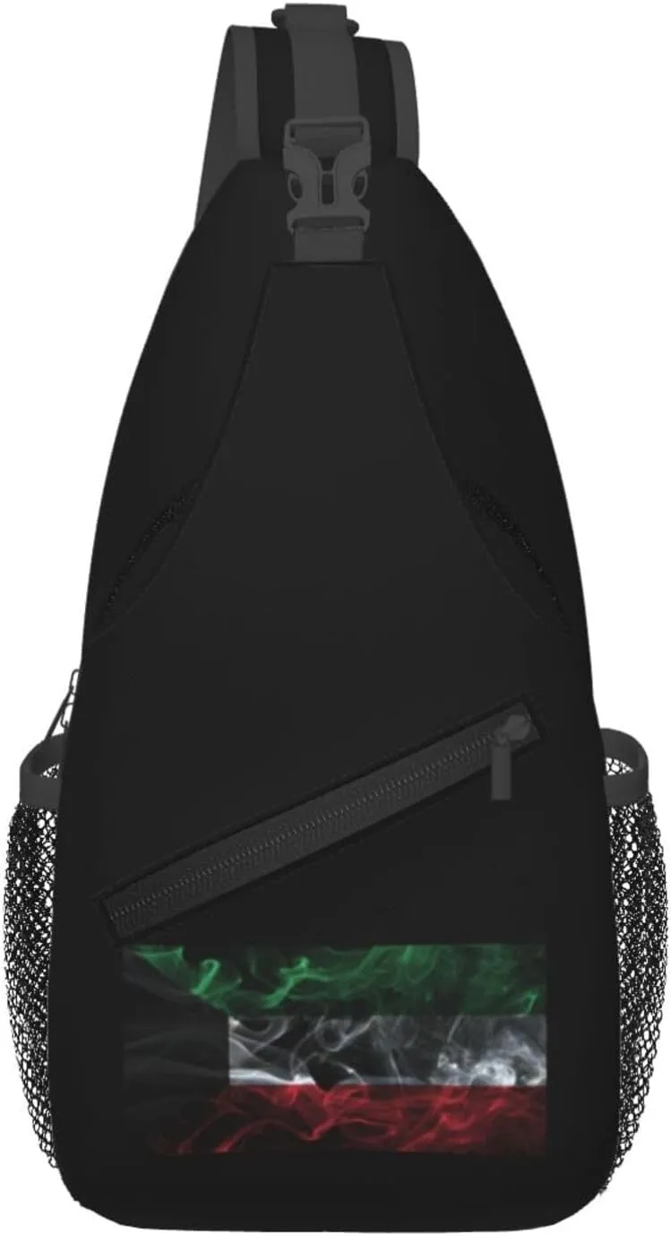 Smoke Style Flag Of Kuwait Crossbody Bags For Women Men Chest Backpack Gym Shoulder Bag Travel Outdoor Sports Casual Crossbody Bags
