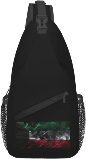 Smoke Style Flag Of Kuwait Crossbody Bags For Women Men Chest Backpack Gym Shoulder Bag Travel Outdoor Sports Casual Crossbody Bags