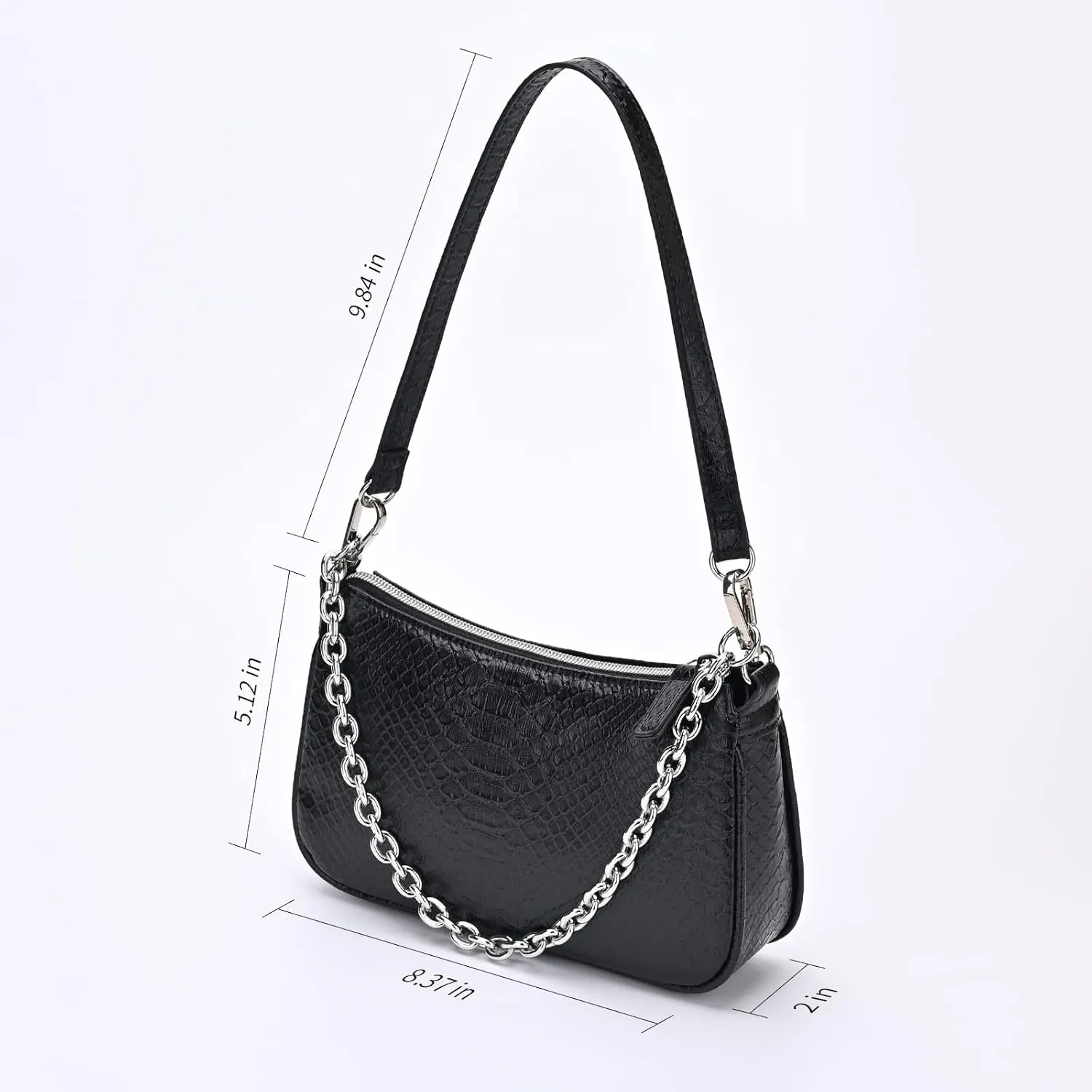 Snakeskin Shoulder Bag for Women, Small 90s Retro Clutch Purse, Mini Trendy Y2K Handbag