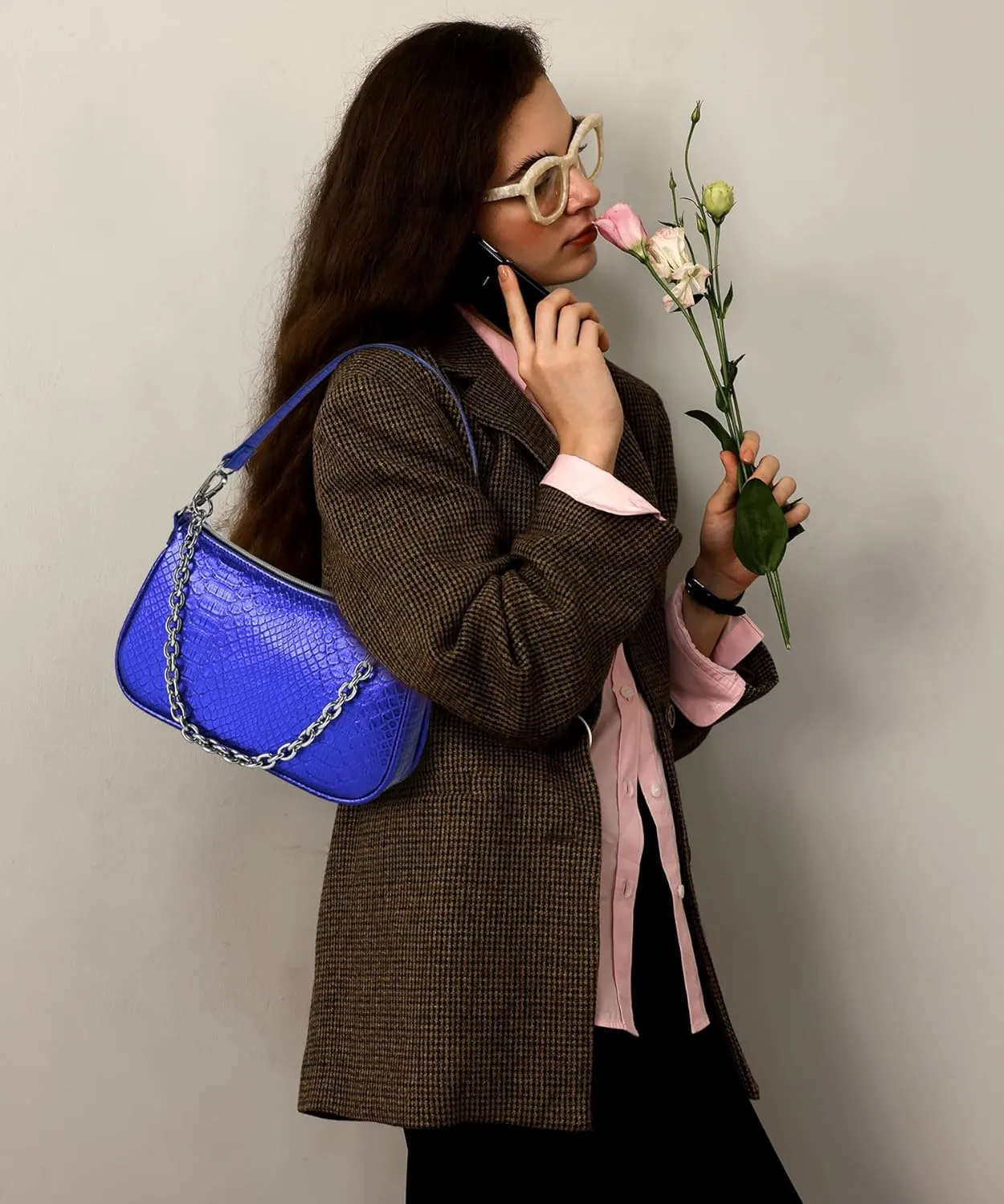 Snakeskin Shoulder Bag for Women, Small 90s Retro Clutch Purse, Mini Trendy Y2K Handbag