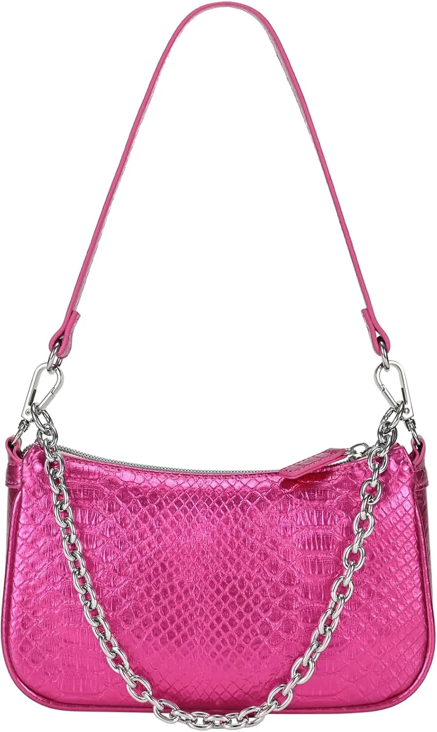 Snakeskin Shoulder Bag for Women, Small 90s Retro Clutch Purse, Mini Trendy Y2K Handbag