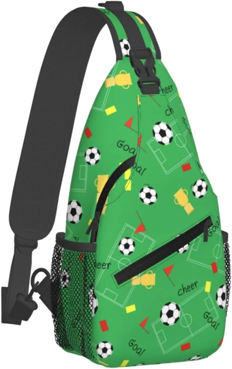 Soccer Football Crossbody Bag Adjustable Sling Bag Casual Chest Bags Travel Shoulder Backpack