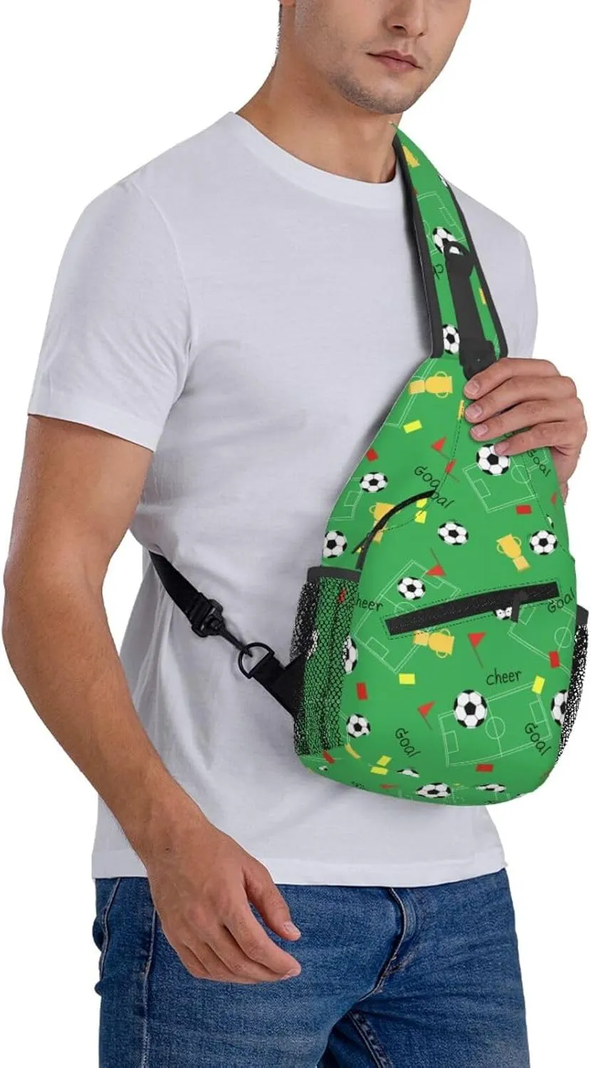 Soccer Football Crossbody Bag Adjustable Sling Bag Casual Chest Bags Travel Shoulder Backpack