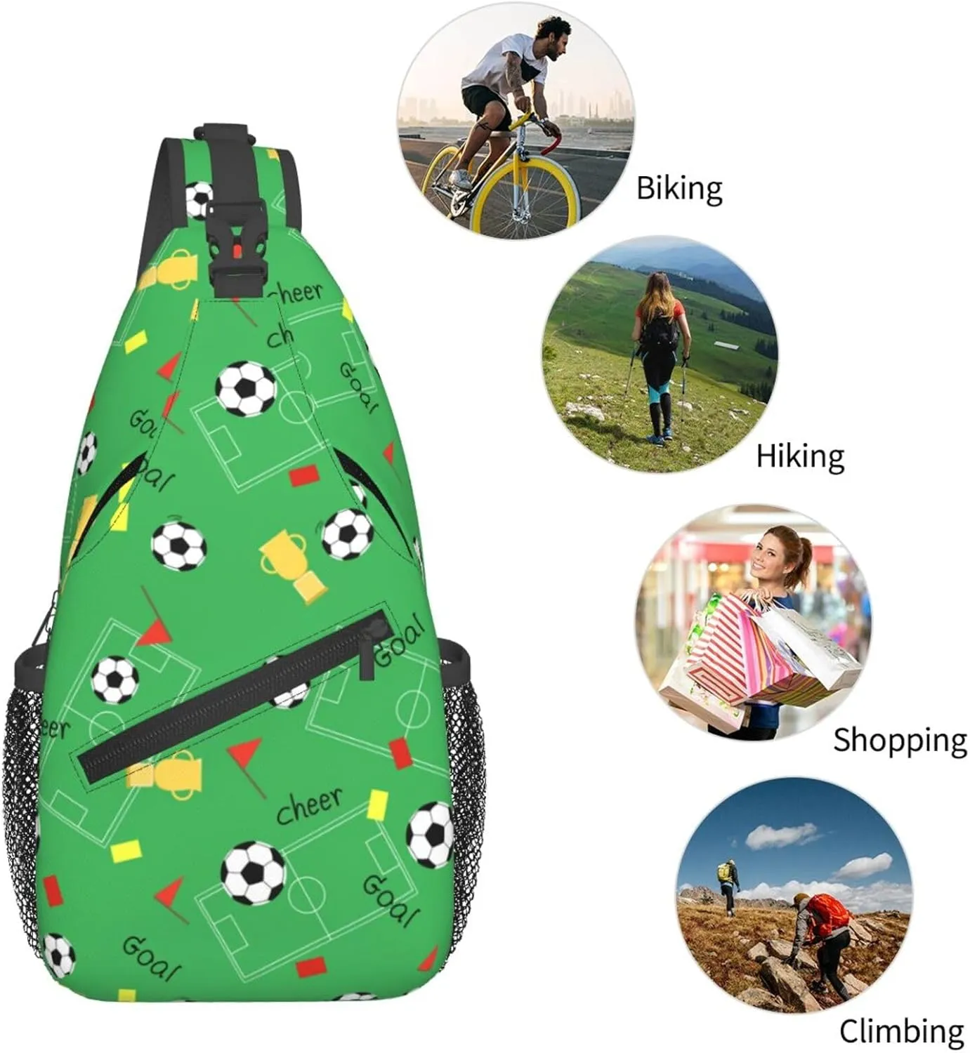 Soccer Football Crossbody Bag Adjustable Sling Bag Casual Chest Bags Travel Shoulder Backpack
