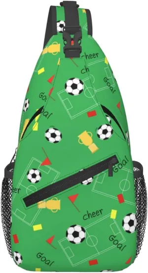Soccer Football Crossbody Bag Adjustable Sling Bag Casual Chest Bags Travel Shoulder Backpack