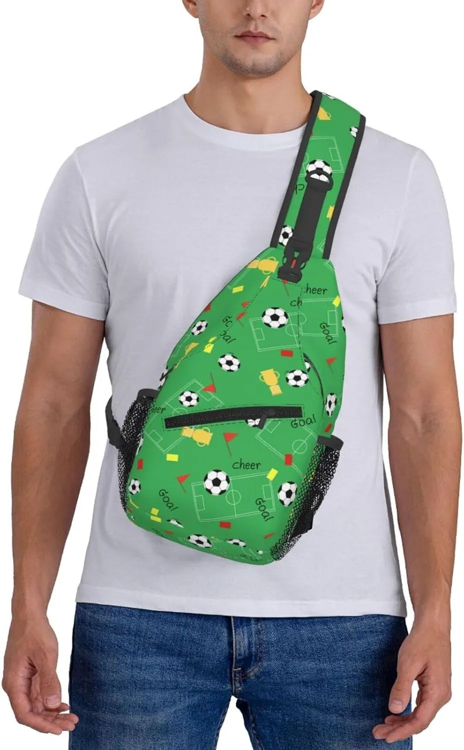 Soccer Football Crossbody Bag Adjustable Sling Bag Casual Chest Bags Travel Shoulder Backpack
