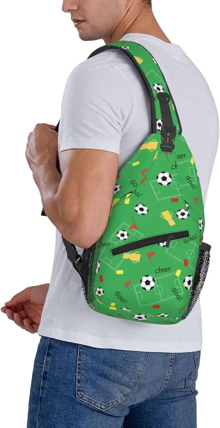 Soccer Football Crossbody Bag Adjustable Sling Bag Casual Chest Bags Travel Shoulder Backpack
