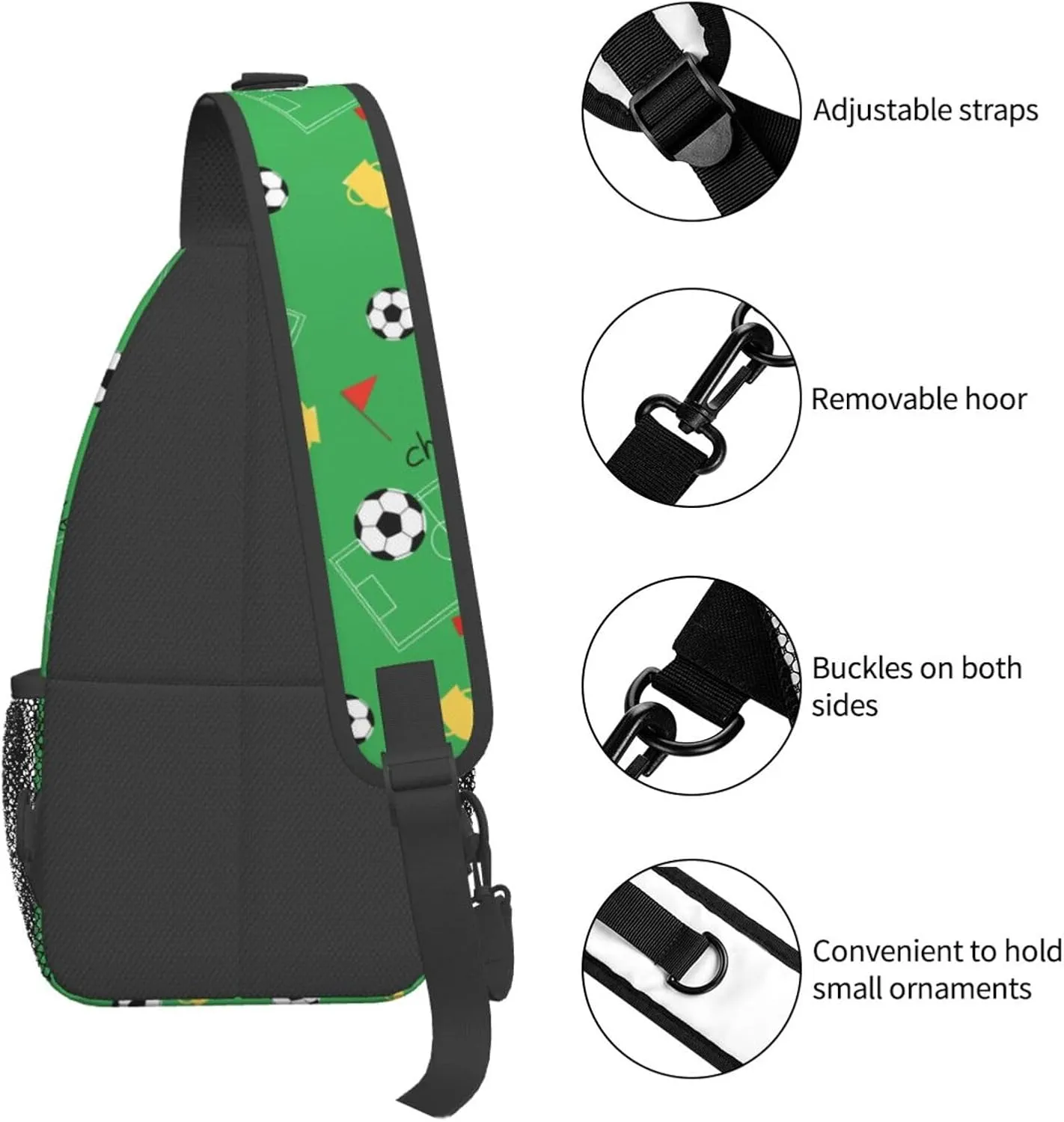 Soccer Football Crossbody Bag Adjustable Sling Bag Casual Chest Bags Travel Shoulder Backpack