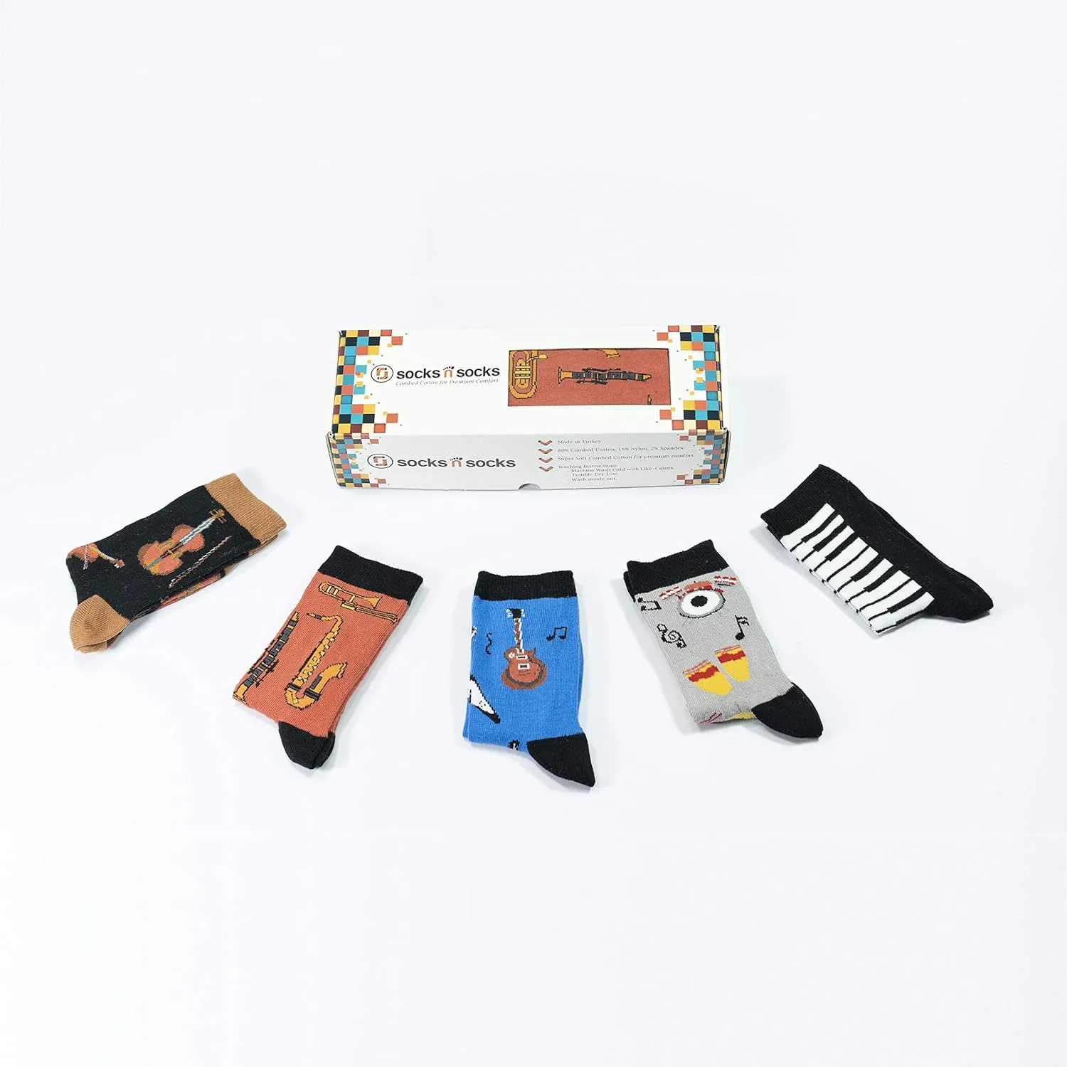 socks n socks-Kids 5-pair Fun Cool Cotton Colorful Dress Crew Socks Gift Box
