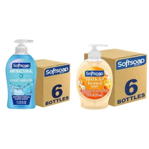 Softsoap Clean & Protect Antibacterial Liquid Hand Soap, Cool Splash Hand Soap, 11.25 Ounce, 6 Pack & Moisturizing Liquid Hand Soap, Milk and Honey, 7.5 Fluid Ounce, Pack of 6