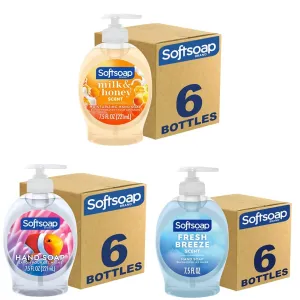 Softsoap Moisturizing Liquid Hand Soap, Milk and Honey, 7.5 Fluid Ounce, Pack of 6 & Liquid Hand Soap, Aquarium Series-7.5 Fl Oz & Liquid Hand Soap, Fresh Breeze-7.5 Fl Oz
