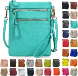 Solene Small Crossbody Bag for Women, Multi Zip Pockets with Detachable Wristlet, Lightweight Travel Purse, Cell Phone Pouch