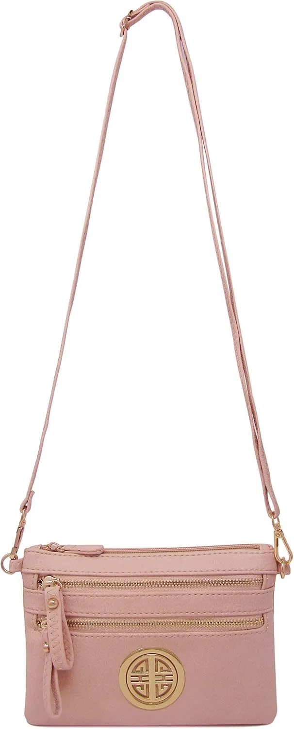 Solene Women's Detachable Wristlet Crossbody Bag With Multi Zipper Pockets
