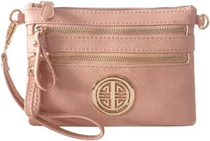 Solene Women's Detachable Wristlet Crossbody Bag With Multi Zipper Pockets