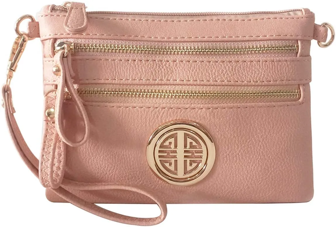 Solene Women's Detachable Wristlet Crossbody Bag With Multi Zipper Pockets
