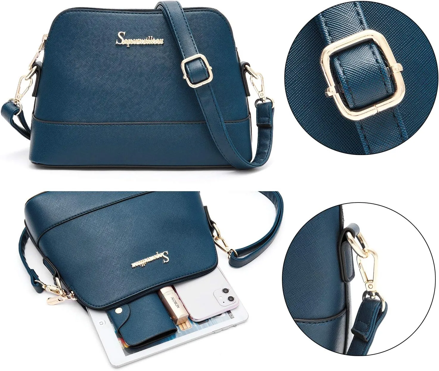 Soperwillton Handbag for Women Wallet Tote Bag Shoulder Bags Top Handle Satchel 5pcs Purse Set