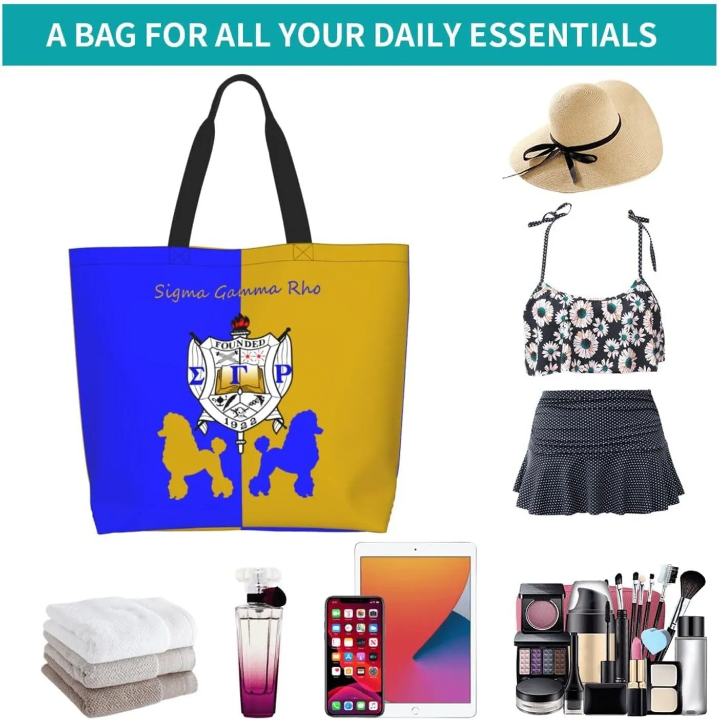 Sorority Tote Bag Sorority Gifts for Women 1922 Reusable Fashion Beach Bag Large Shoulder Shopping Bag