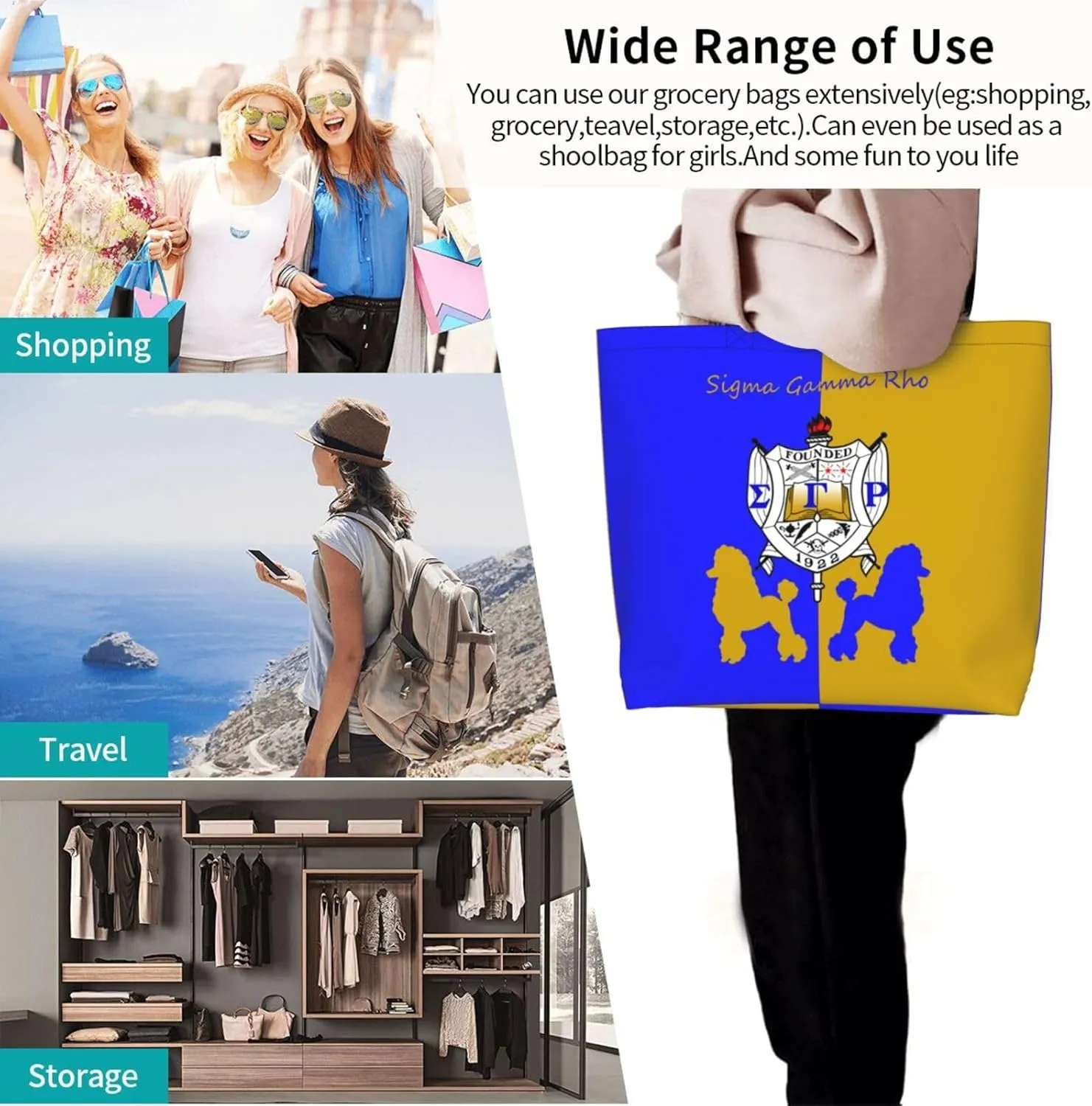 Sorority Tote Bag Sorority Gifts for Women 1922 Reusable Fashion Beach Bag Large Shoulder Shopping Bag