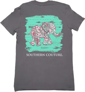 Southern Couture SC Classic Paisley The Elephant Womens Classic Fit T-Shirt - Charcoal