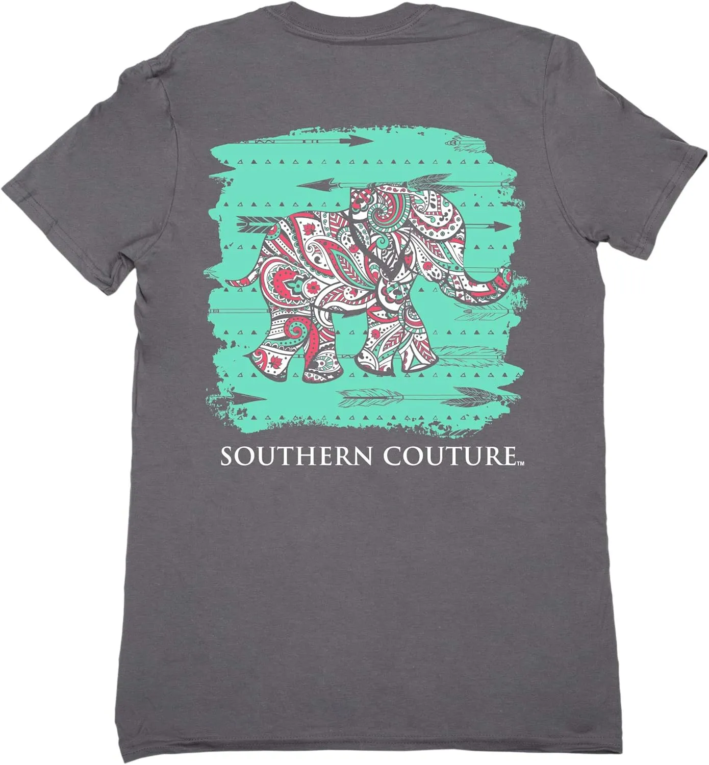 Southern Couture SC Classic Paisley The Elephant Womens Classic Fit T-Shirt - Charcoal