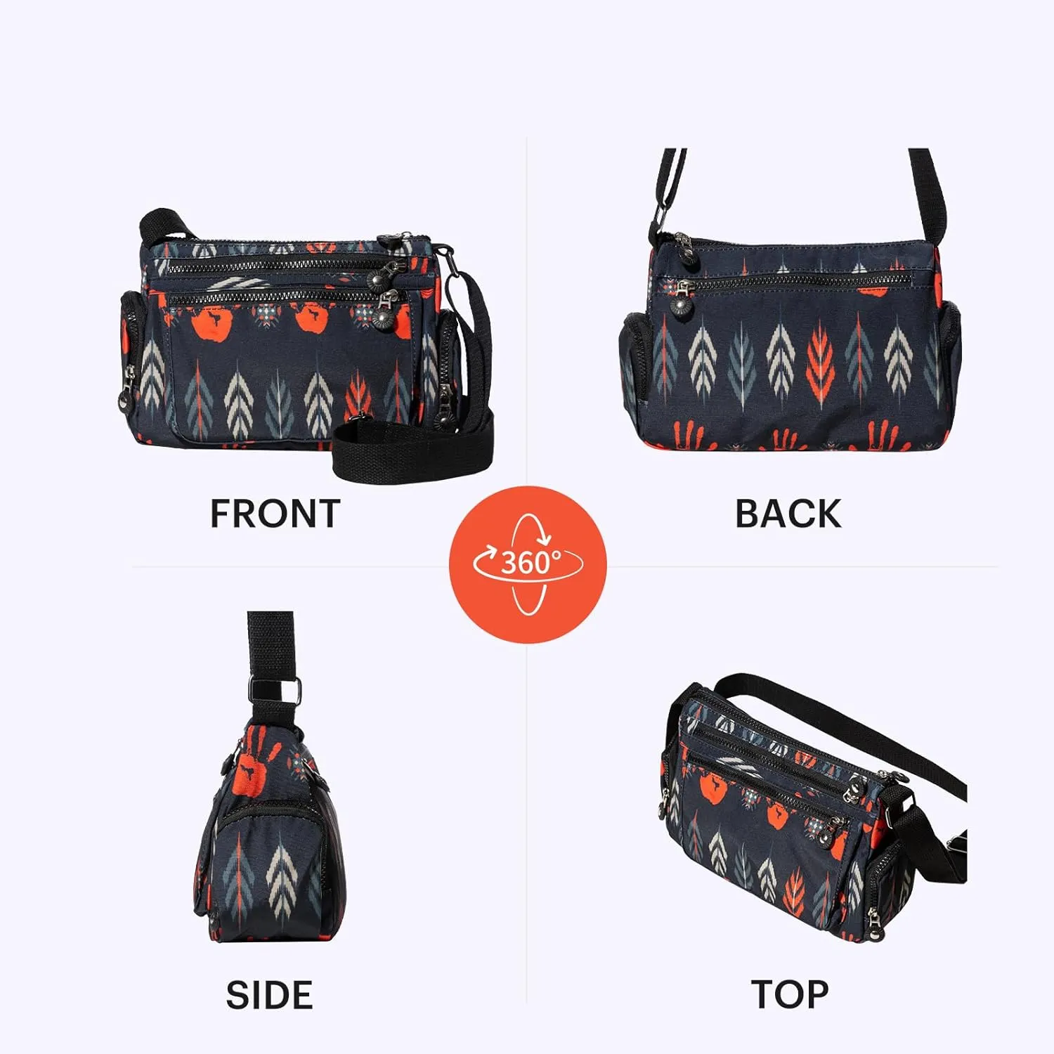 Southwest Crossbody Bag, Navajo Pattern, Roomy Multiple Pockets Bags, Shoulder Satchel Purse, with Adjustable Strap