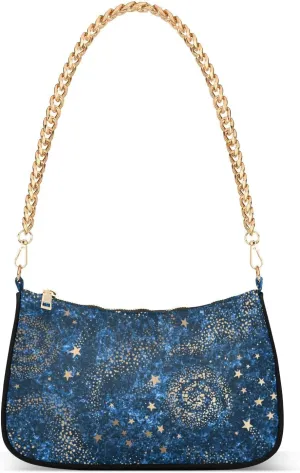 Space Galaxy Blue Nebula Shoulder Bags for Women Small Handbags Mini Clutch Purse