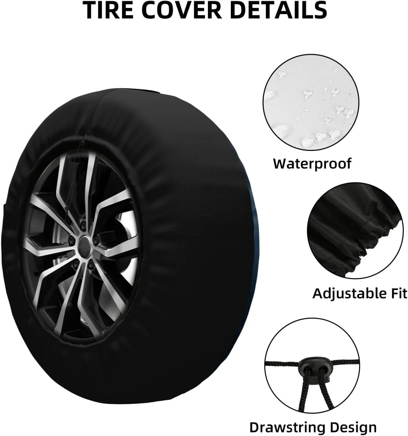 Spare Tire Cover Waterproof Dust-Proof Wheel Cover Windproof Tire Protector Blue Horse Tire Wheel Protector Rv Tire Covers Universal Size Fit for Trailers Camper Truck 15 inch